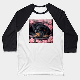 Sleepy Rottweiler Puppy Baseball T-Shirt